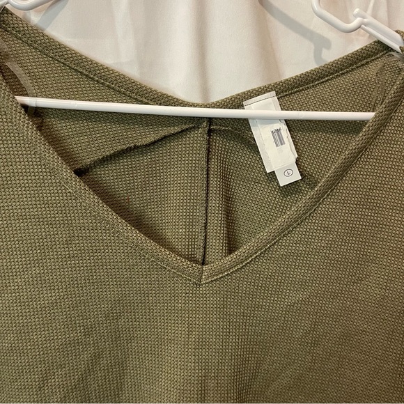 Honeyme Women’s Waffle Knit Long Sleeve Light Army Green Size Large - Picture 3 of 12